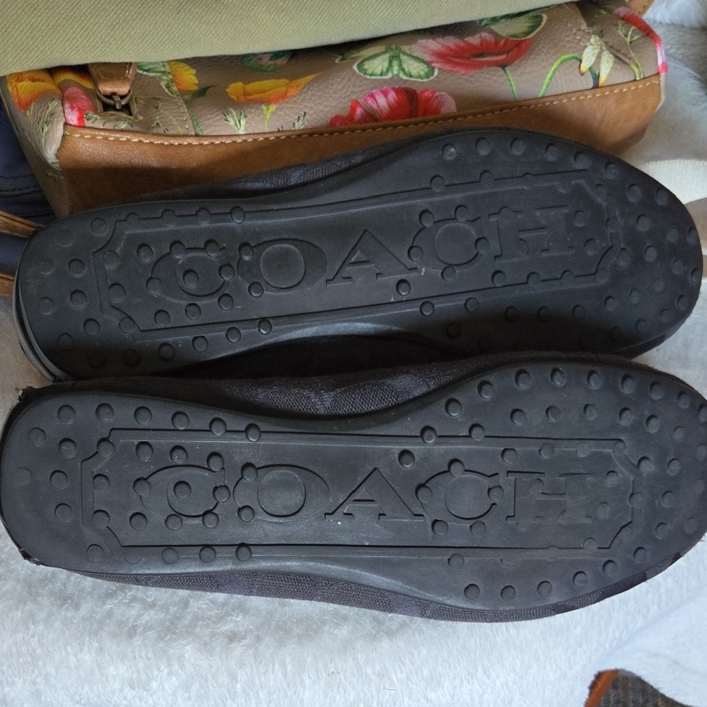 Coach Black Suede Loafers with Bow Detail - Picture 4 of 6